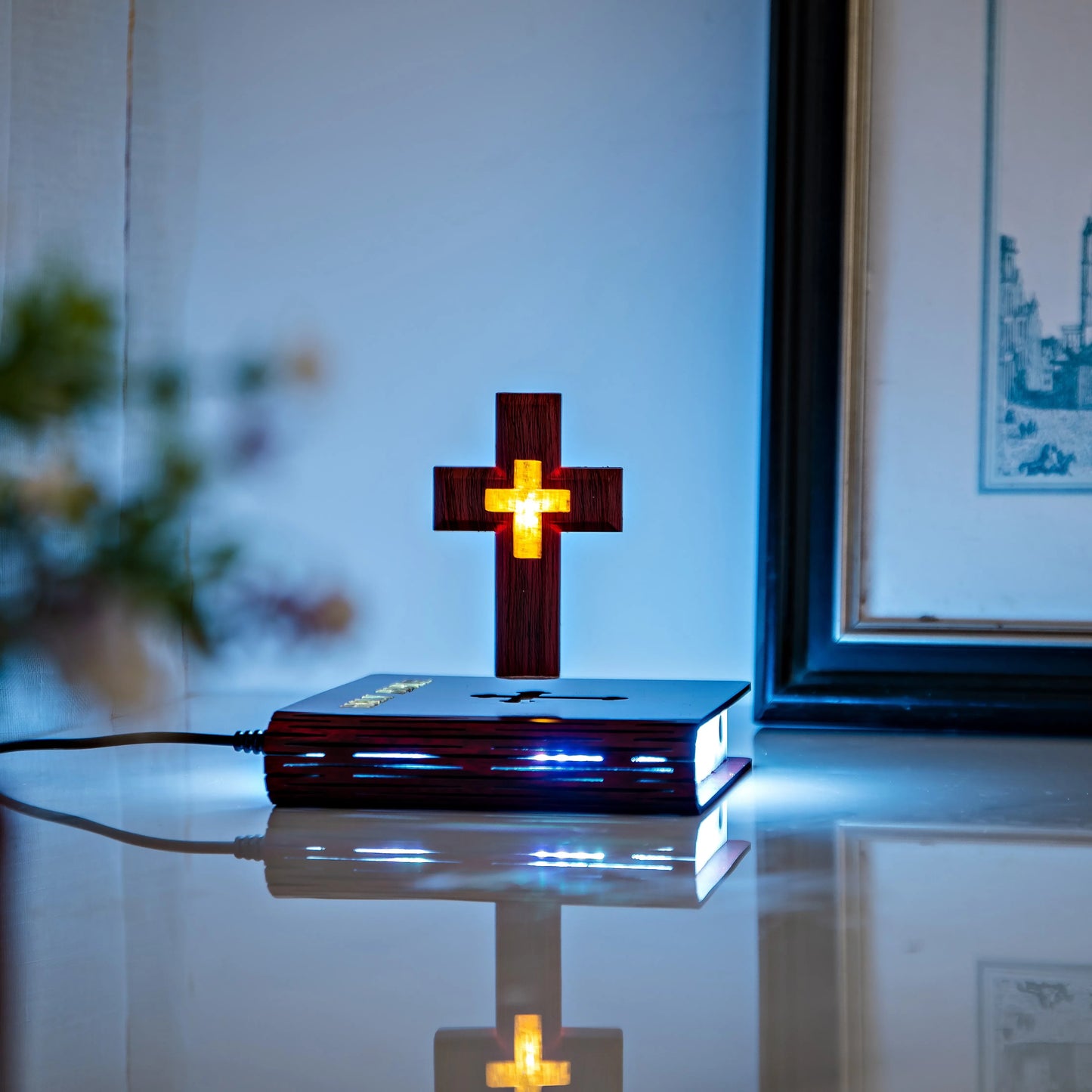 Levitating Cross Lamp